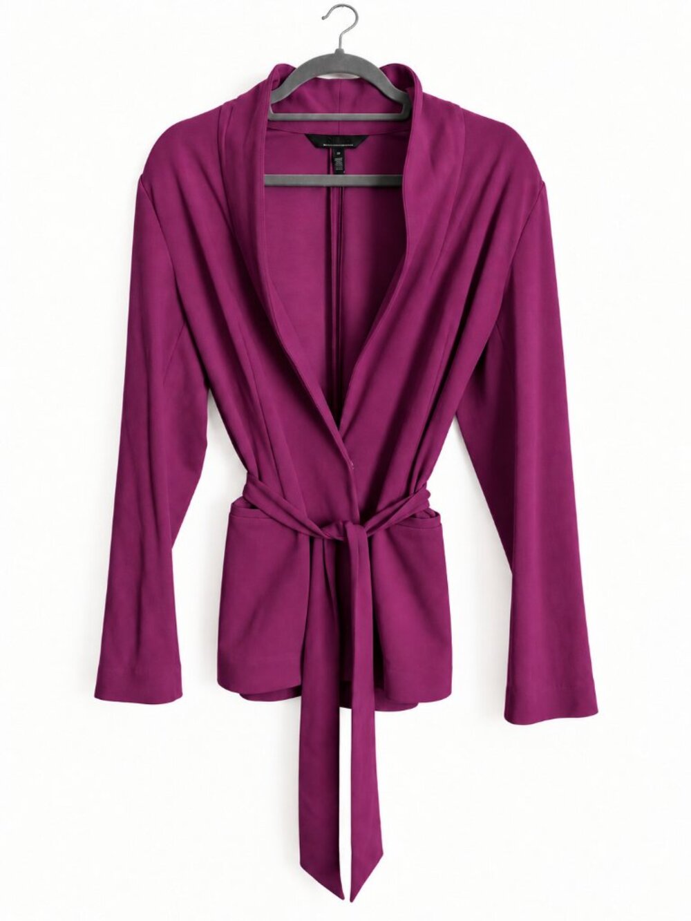 White House Black Market Plum Draped Tie-Waist Jacket 10